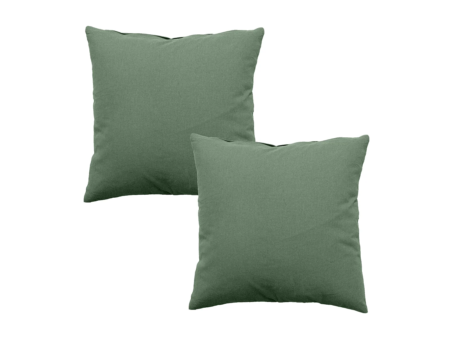 Lot de 2 coussins déhoussables, carré 60x60cm, vert argile, 100% coton, collection Panama