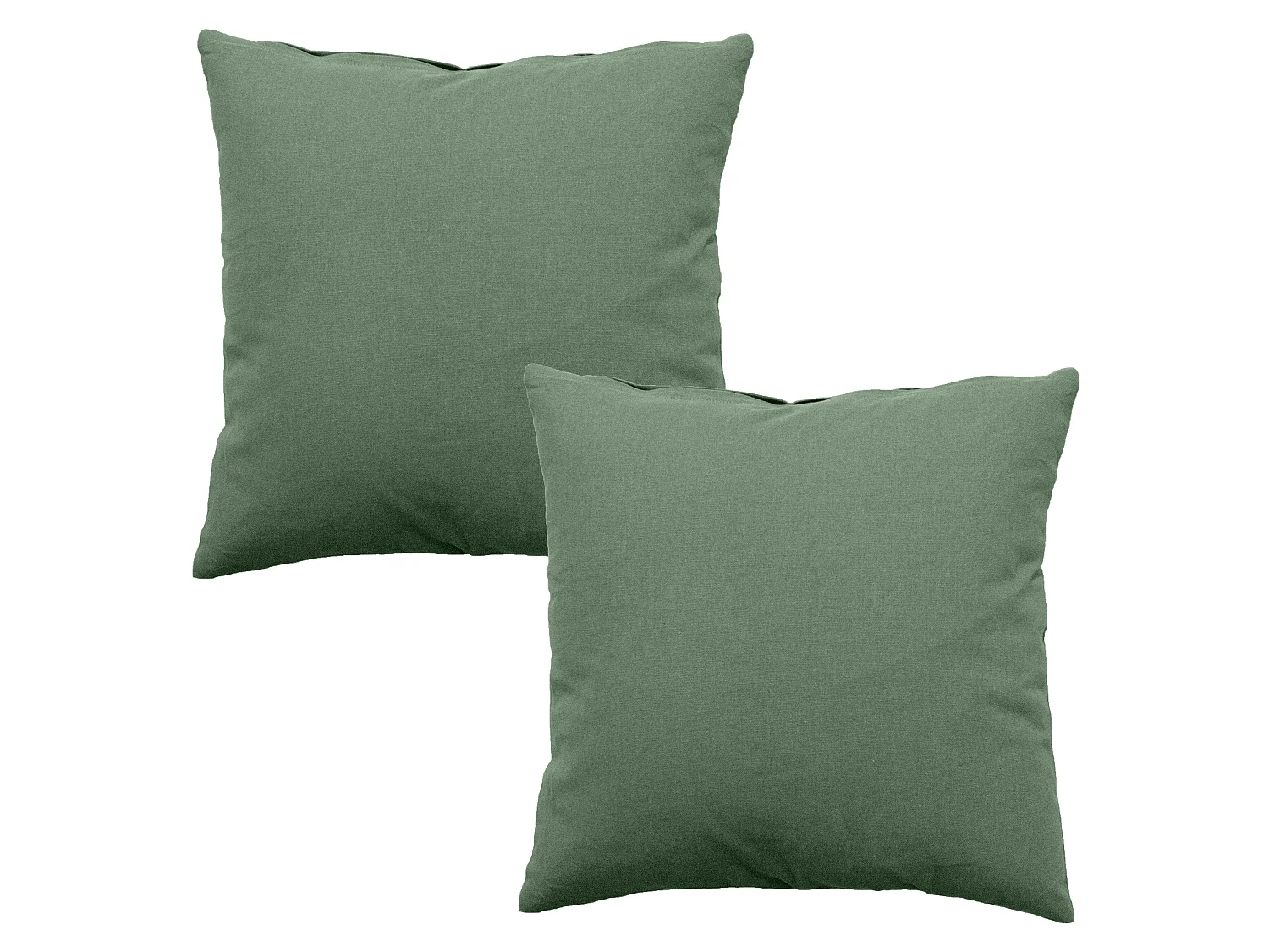 Lot de 2 Coussins déhoussables, carré 60x60cm, 100% coton, Collection Panama, CMADECO - Vert