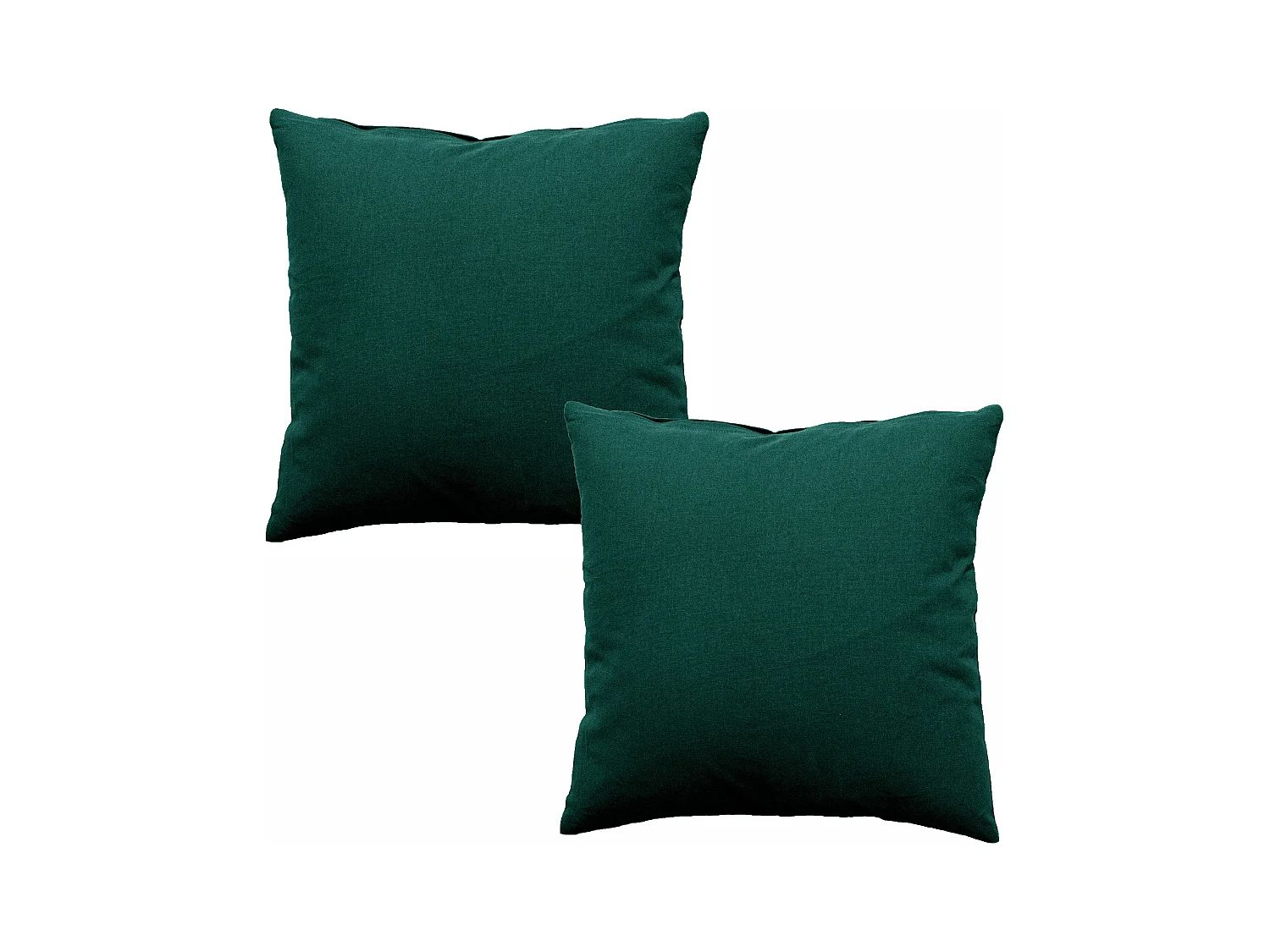 Lot de 2 coussins déhoussables, carré 60x60cm, vert foncé, 100% coton, collection Panama