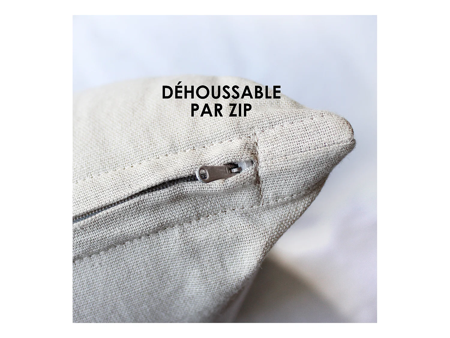 Lot de 2 coussins déhoussables, carré 60x60cm, vert foncé, 100% coton, collection Panama