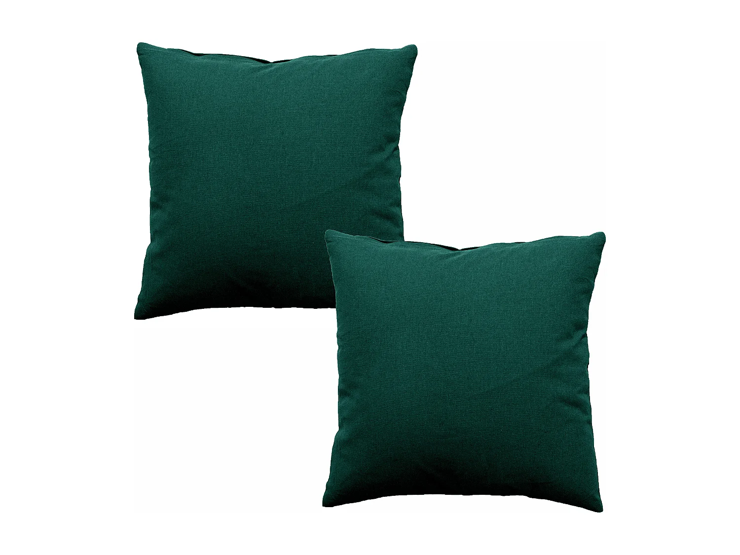 Lot de 2 coussins déhoussables, carré 60x60cm, vert foncé, 100% coton, collection Panama
