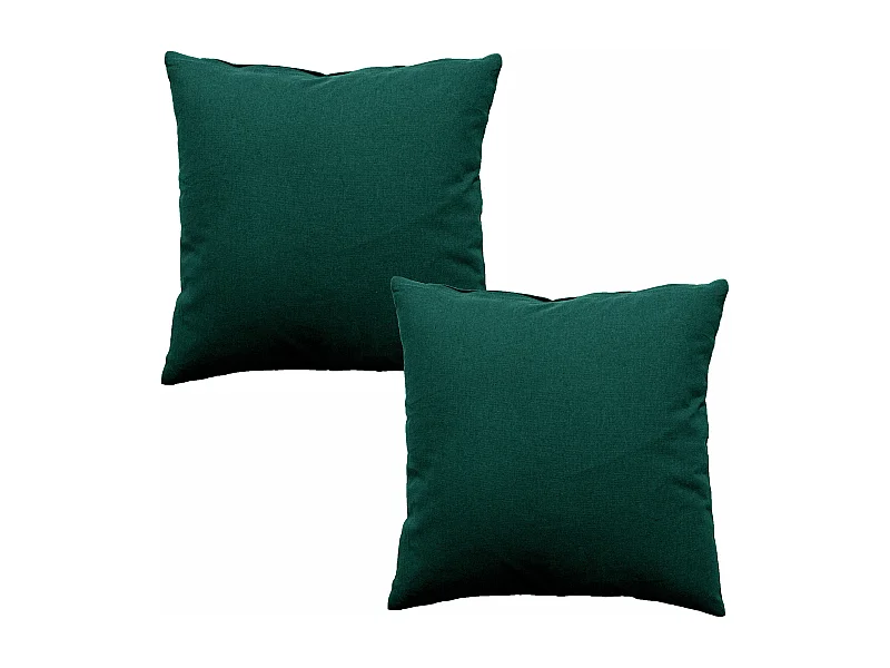 Lot de 2 coussins déhoussables, carré 60x60cm, vert foncé, 100% coton, collection Panama