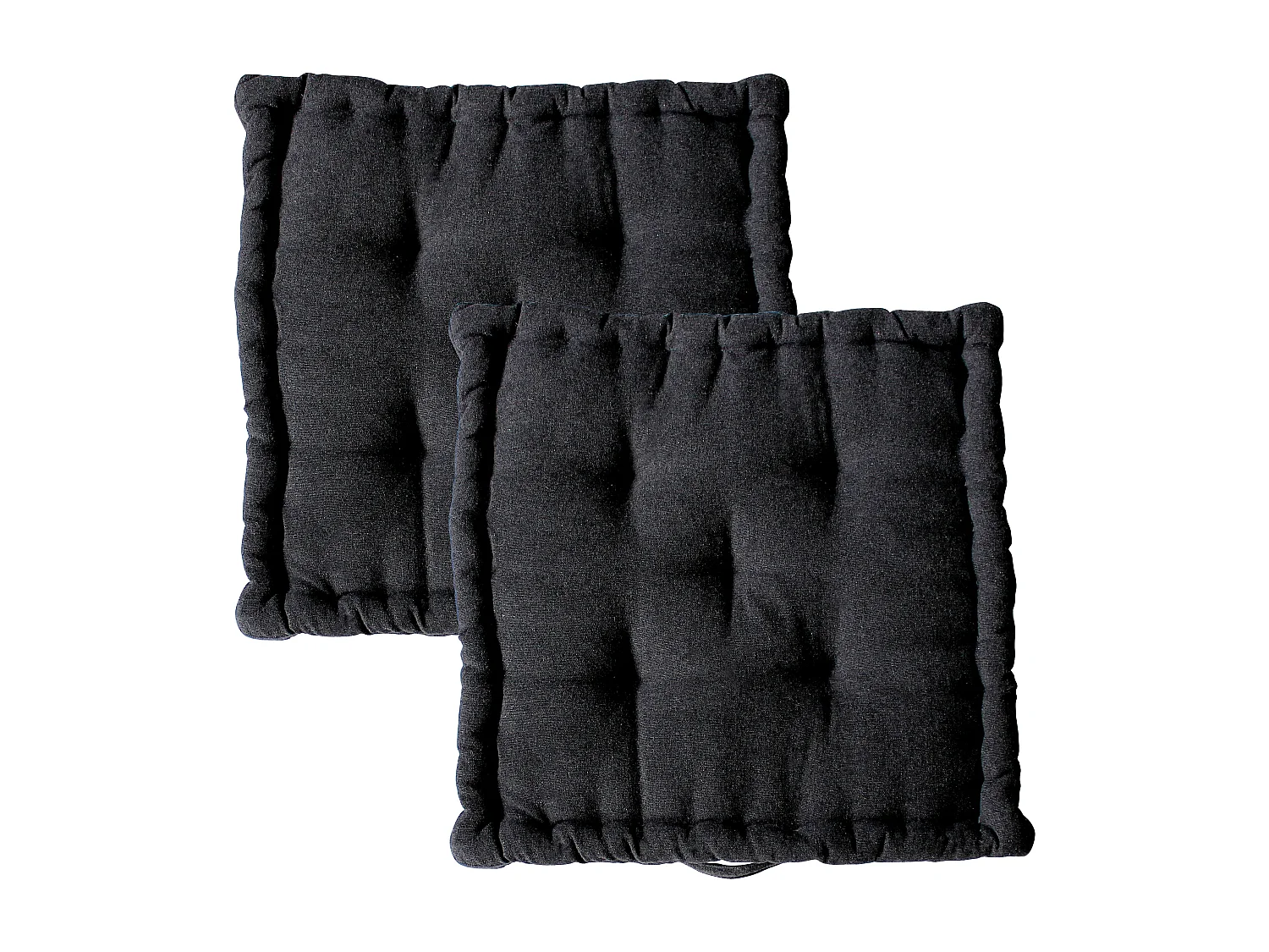 2 Coussins de sol carré avec poignée, 40x40cm, Gris Foncé, Collection Dune