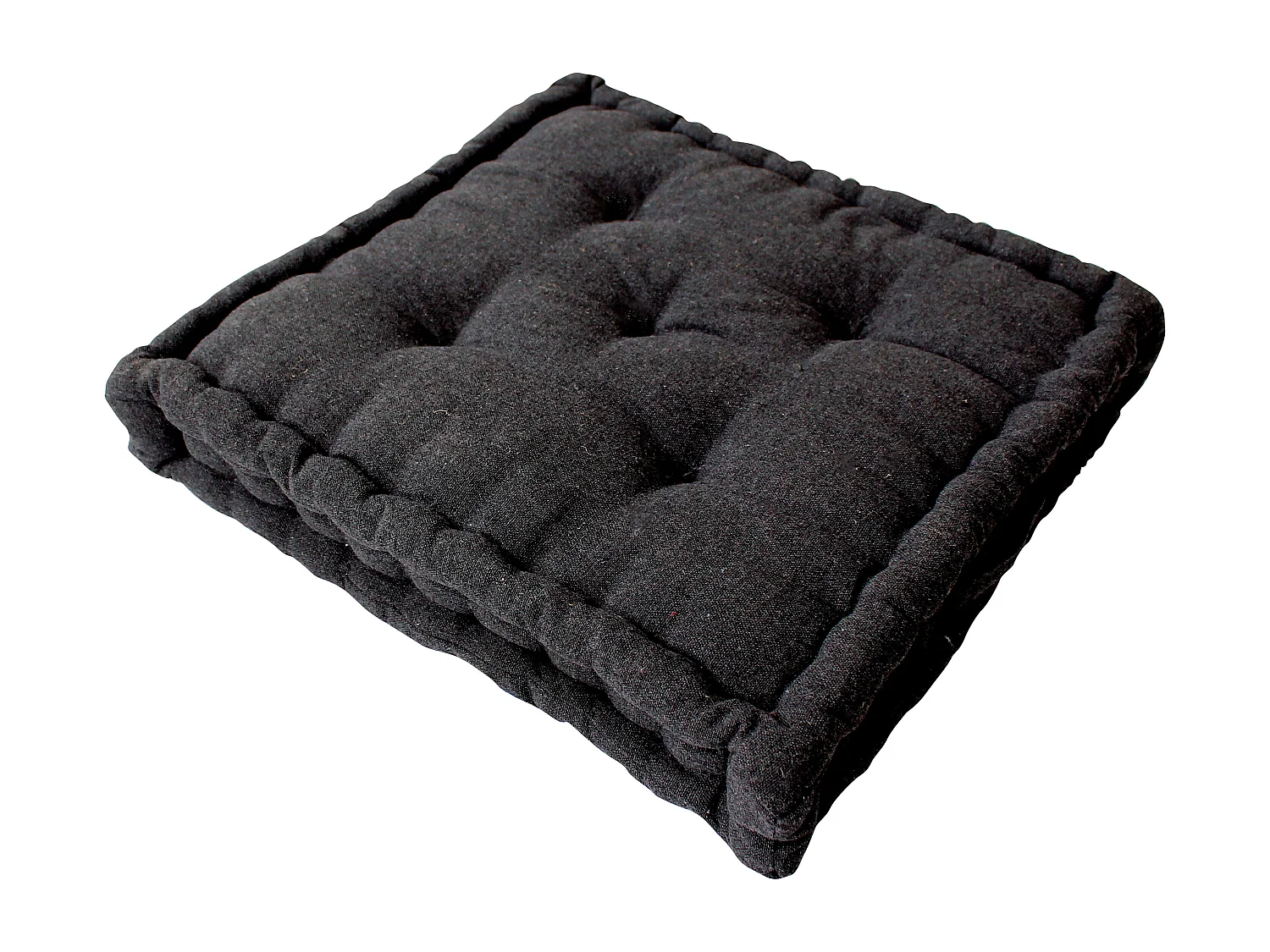 2 Coussins de sol carré avec poignée, 40x40cm, Gris Foncé, Collection Dune