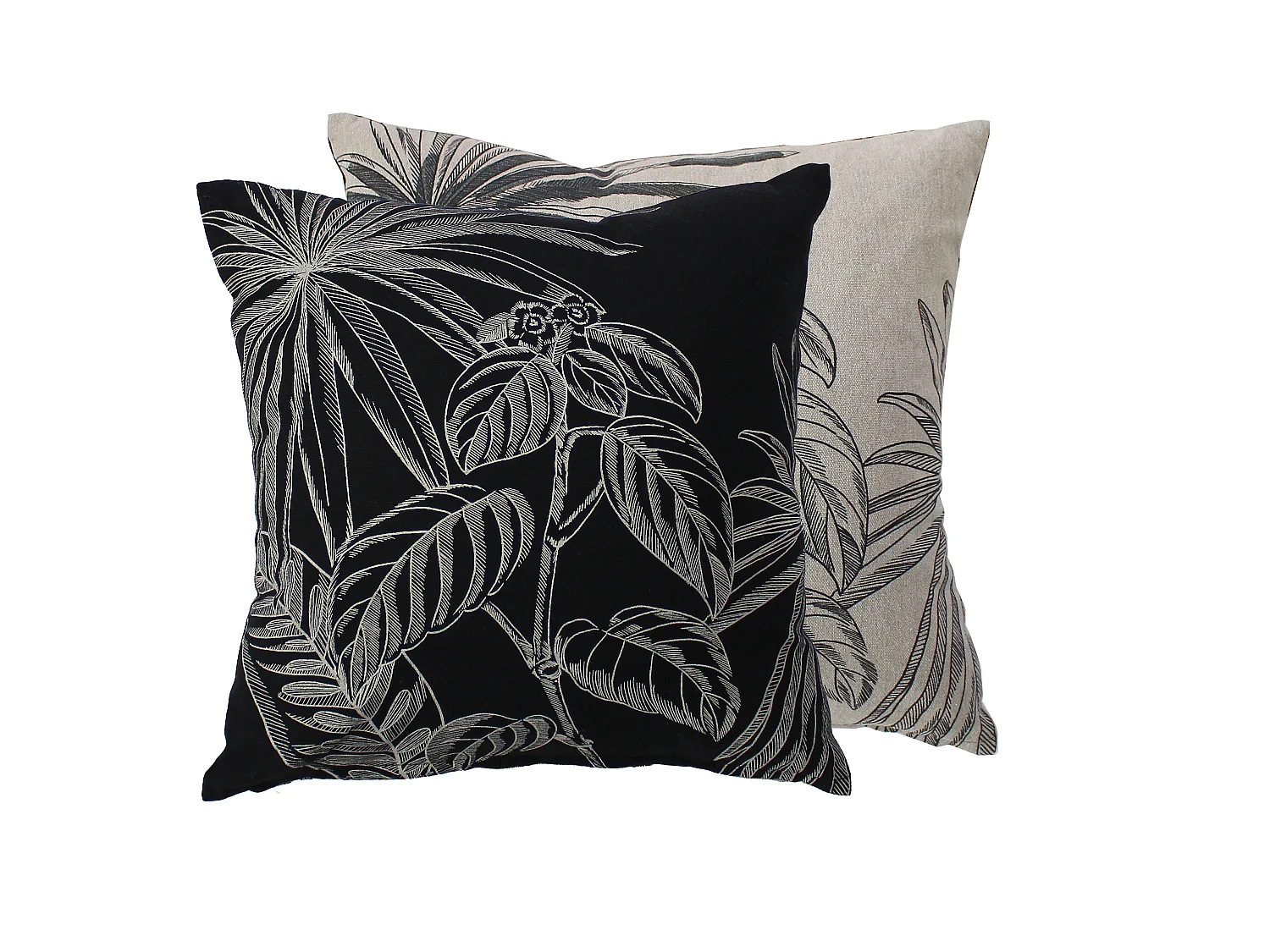 Lot de 2 Coussins déhoussables, carré 40x40cm, Multicouleur, Motif Jungle Tropical, Collection Mambo, CMADECO - Multicouleur