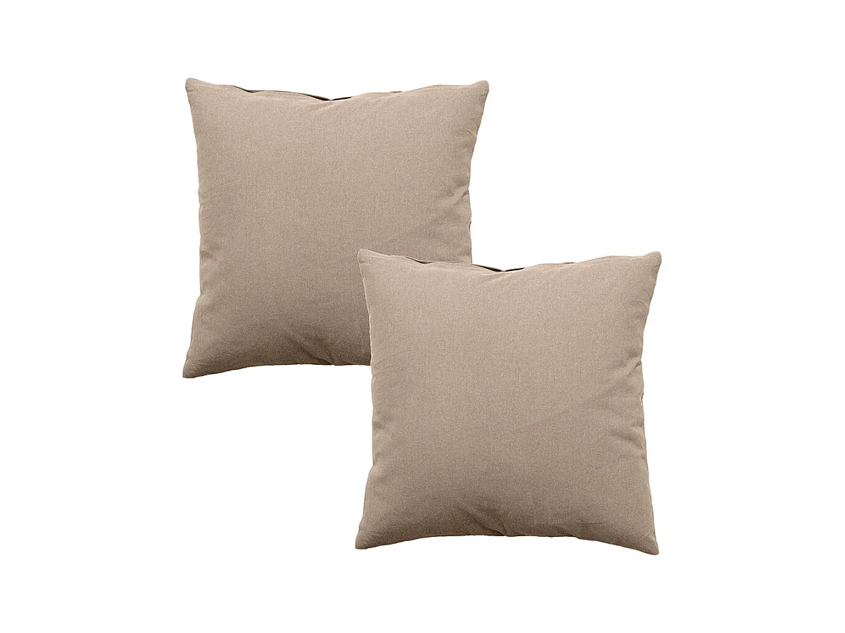 Lot de 2 coussins déhoussables, carré 60x60cm, beige naturel, 100% coton, collection Panama