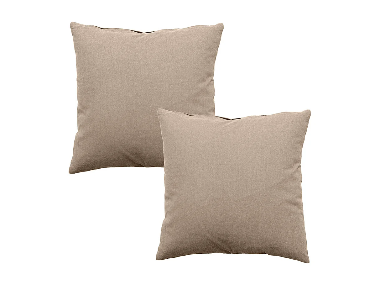 Lot de 2 coussins déhoussables, carré 60x60cm, beige naturel, 100% coton, collection Panama