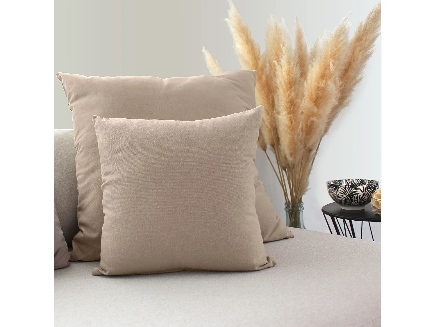 Set van 2 afneembare kussenhoezen, vierkant 60x60cm, naturel beige, 100% katoen, Panama collectie