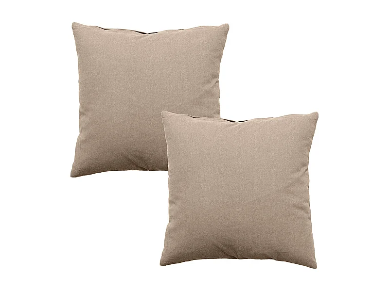 Lot de 2 coussins déhoussables, carré 60x60cm, beige naturel, 100% coton, collection Panama