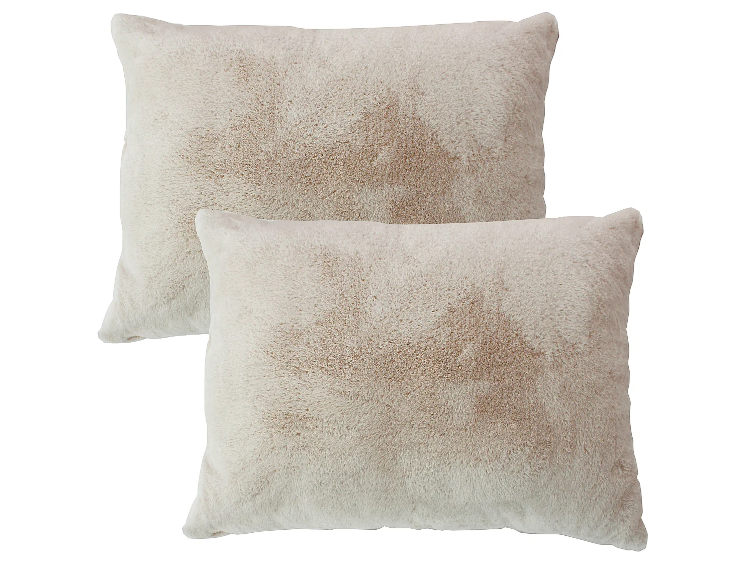 Set van 2 rechthoekige kussens, dubbelzijdig imitatiebont, 65x50cm, beige, Rabbit collectie