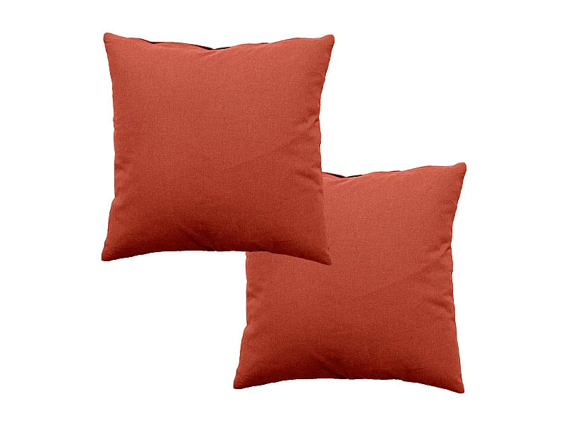 Lot de 2 coussins déhoussables, carré 60x60cm, terracotta, 100% coton, collection Panama