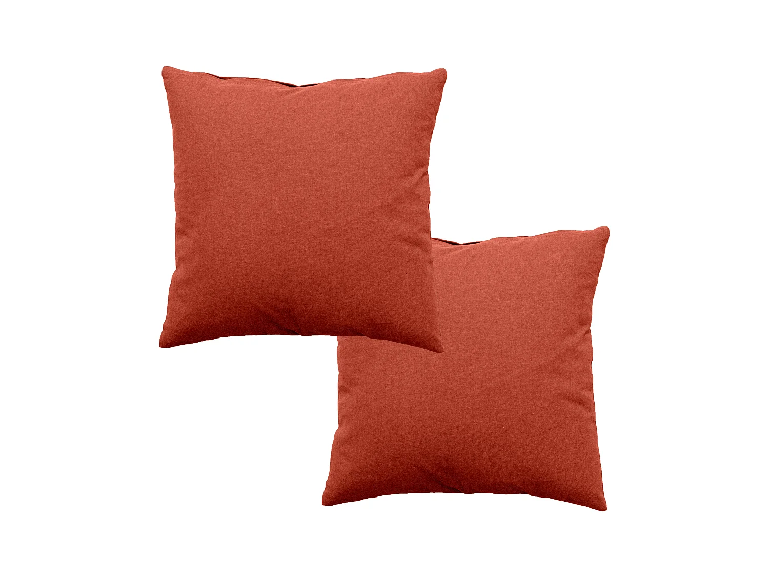 Lot de 2 coussins déhoussables, carré 60x60cm, terracotta, 100% coton, collection Panama