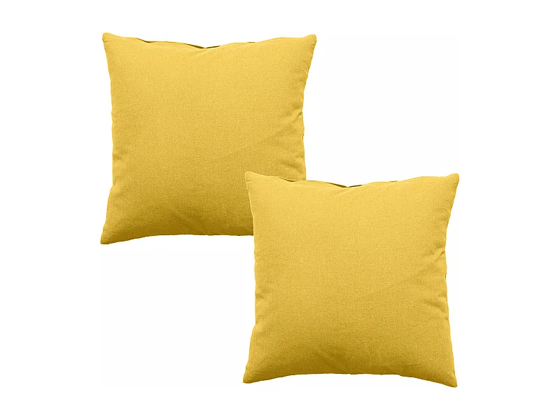 Lot de 2 coussins déhoussables, carré 60x60cm, jaune, 100% coton, collection Panama