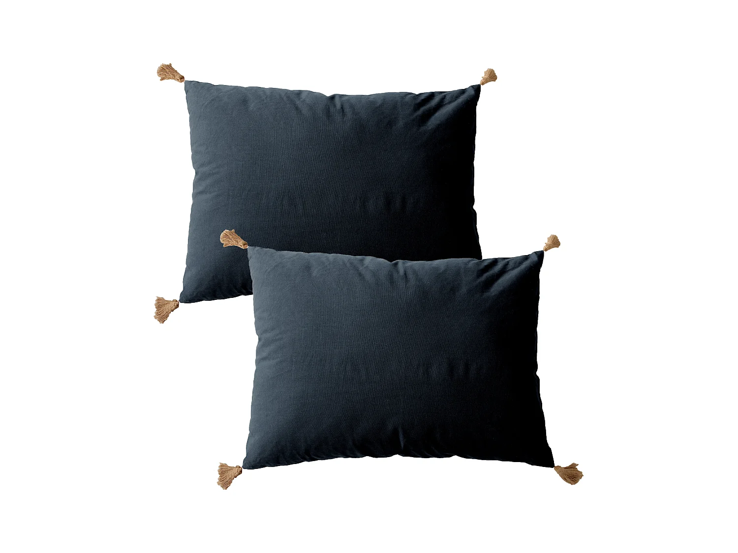 Lot de 2 coussins bohème, rectangulaire 50x70 cm, gris foncé, 100% coton, collection Panama