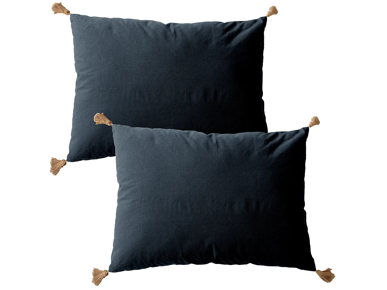 Lot de 2 Coussins bohème, rectangulaire 50x70 cm, 100% coton, Collection Panama, CMADECO - Anthracite