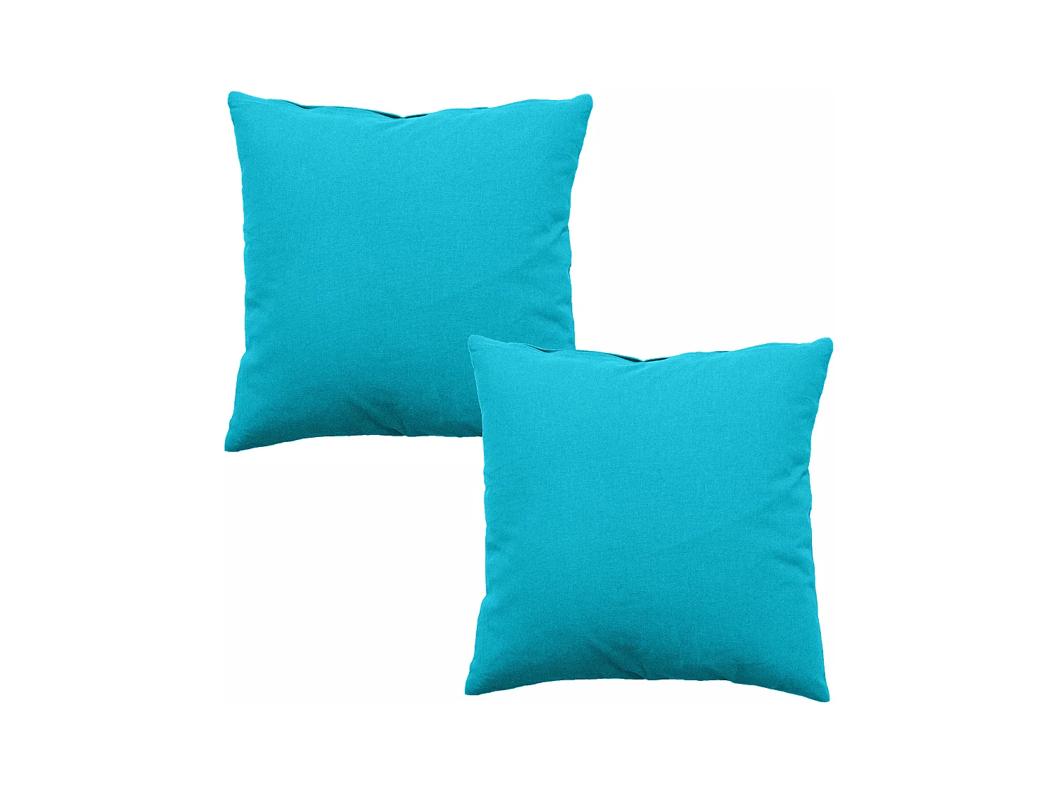 Lot de 2 coussins déhoussables, carré 60x60cm, turquoise, 100% coton, collection Panama