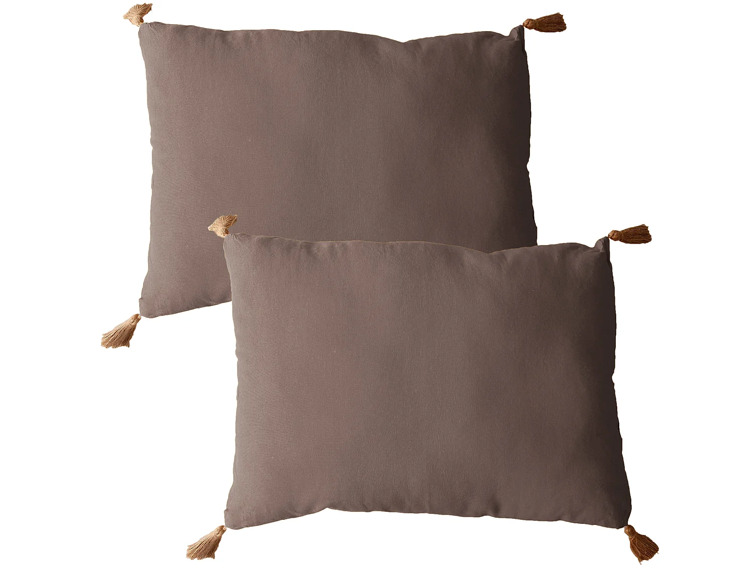 Lot de 2 Coussins bohème, rectangulaire 50x70 cm, 100% coton, Collection Panama, CMADECO - Marron