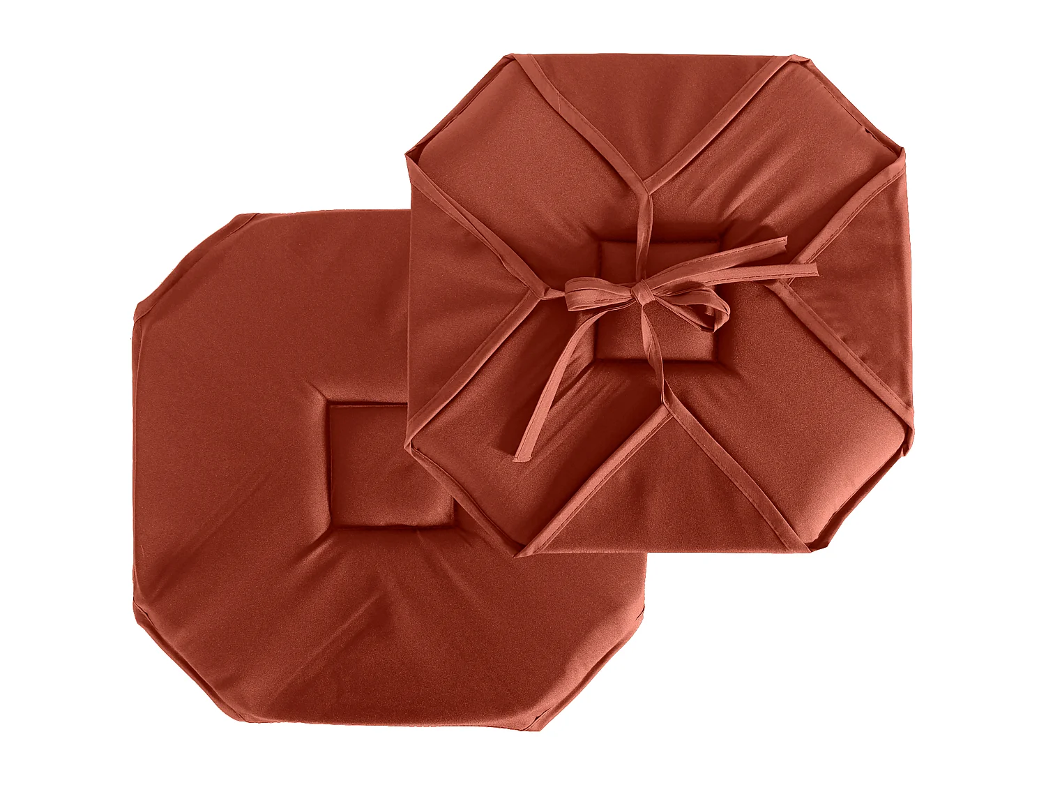 Set van 4 klepstoelplaten, 40x40 cm, terracotta, met noesten, Basic collectie