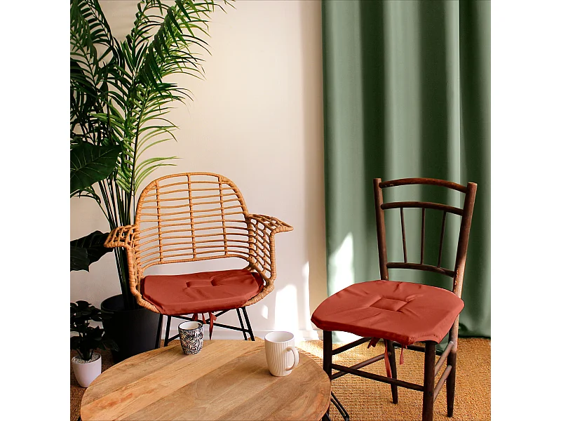 Set van 4 klepstoelplaten, 40x40 cm, terracotta, met noesten, Basic collectie