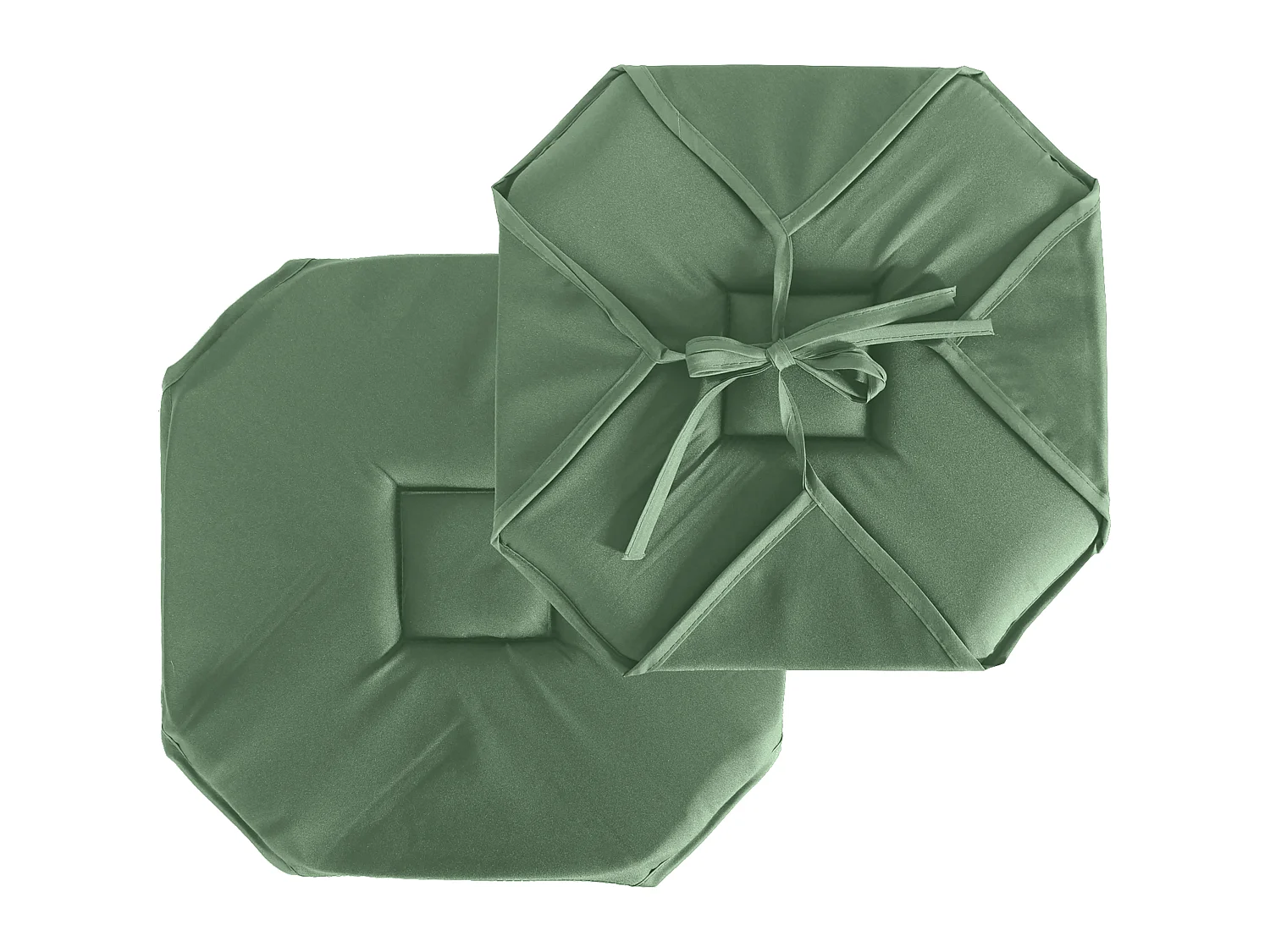Set van 4 flapstoelkussens, 40x40 cm, kleigroen, knopen, 100% oeko-tex gecertificeerd polyester, Basic collectie