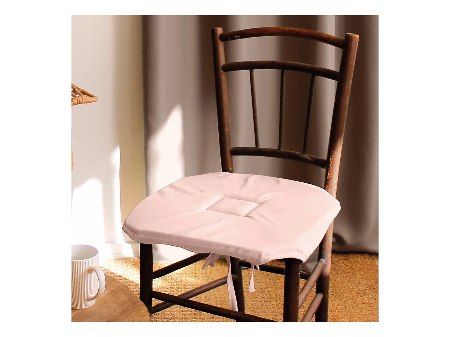 Set van 4 flap chair taarten, 40x40 cm, oudroze, met noesten, 100% oeko-tex gecertificeerd polyester, Basic collectie