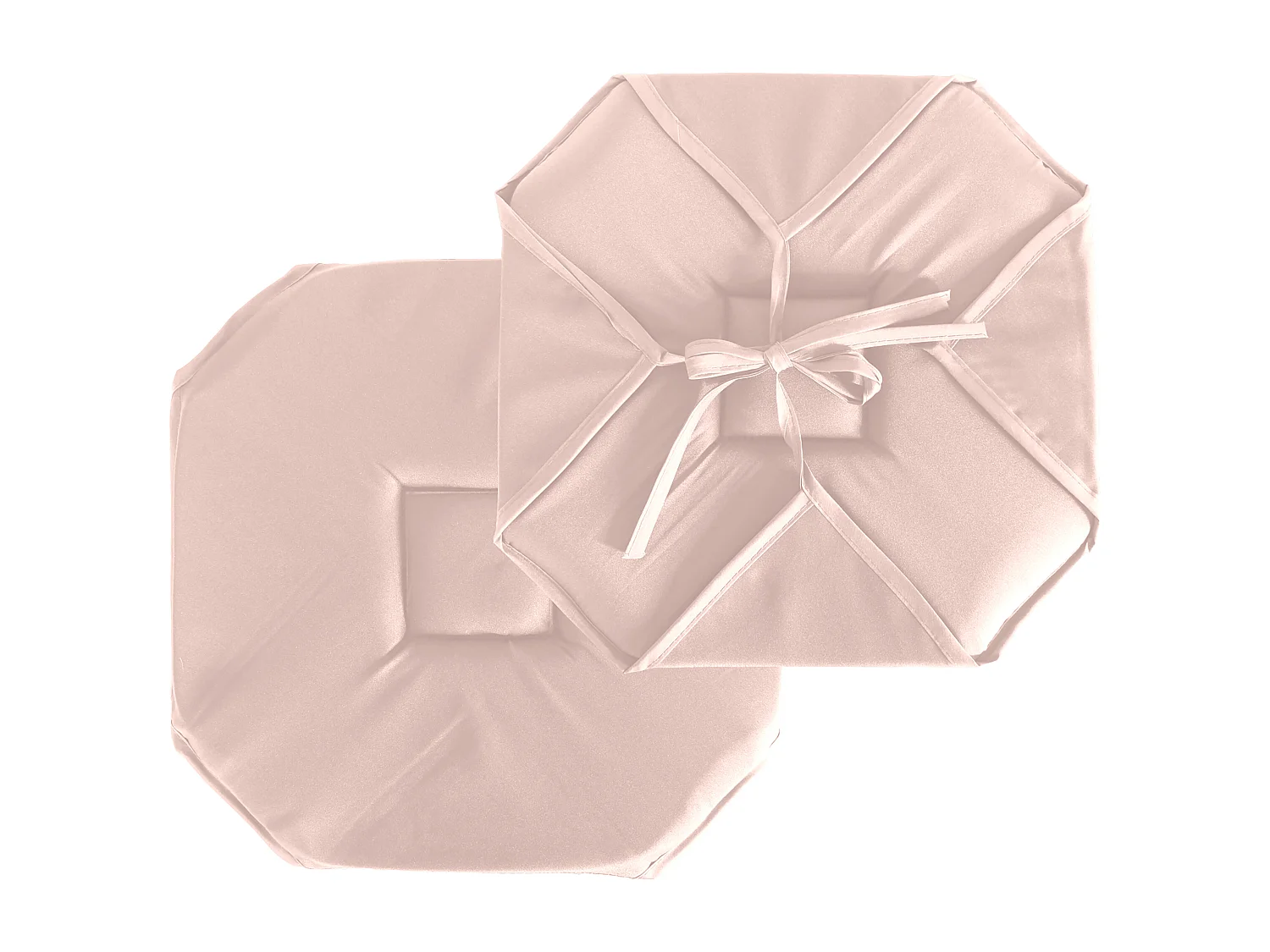 Lot de 4 galettes de chaise à rabat, 40x40 cm, vieux rose, avec nouettes, 100% polyester certifié oeko-tex, collection Basic