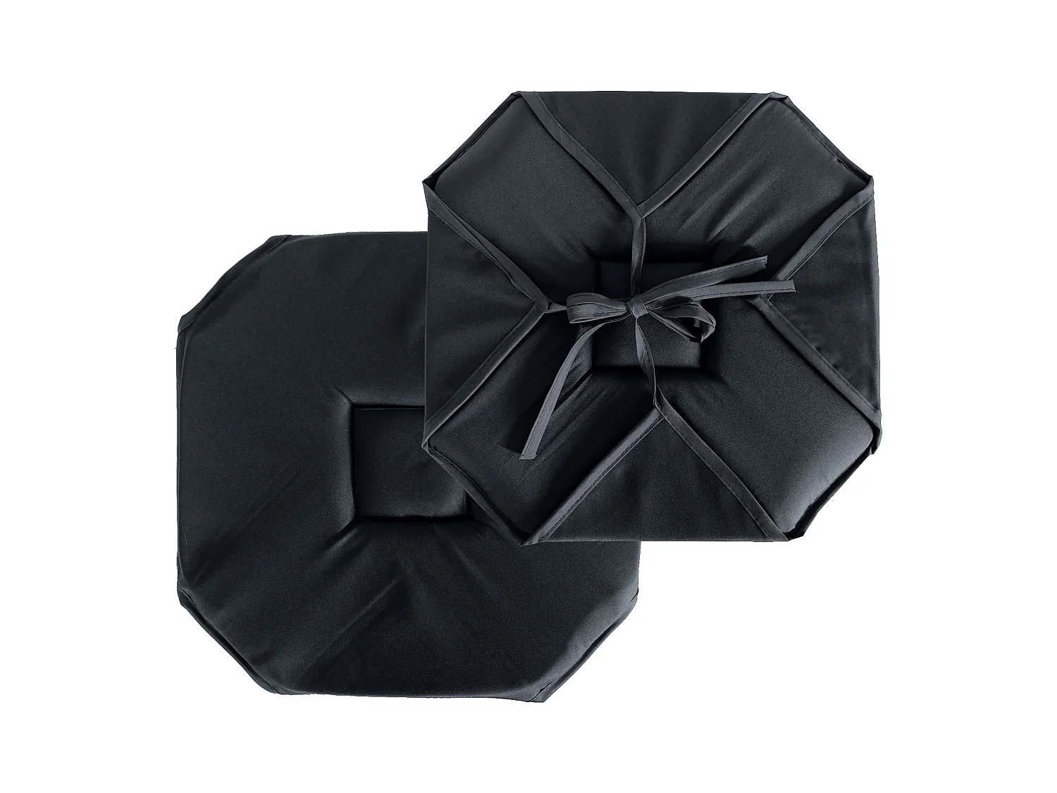 Set van 4 stoelkussens met klep, 40x40 cm, donkergrijs, met noesten, 100% oeko-tex gecertificeerd polyester, Basic collectie