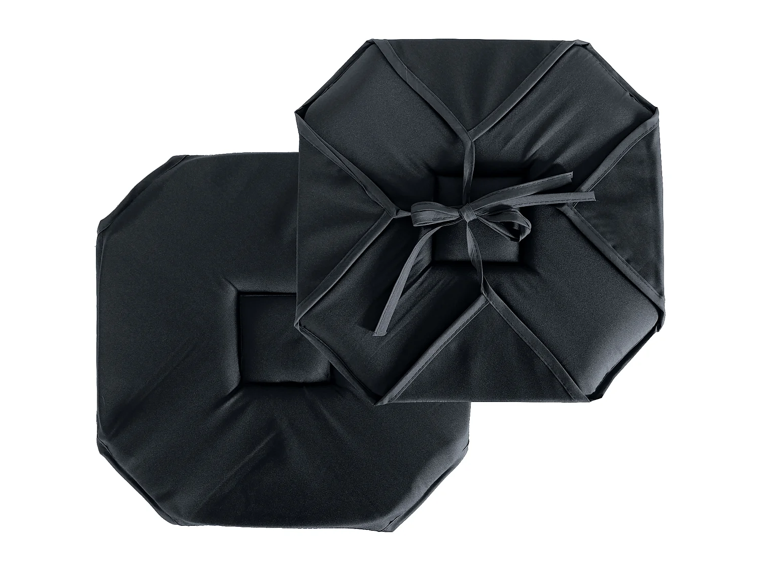 Set van 4 stoelkussens met klep, 40x40 cm, donkergrijs, met noesten, 100% oeko-tex gecertificeerd polyester, Basic collectie