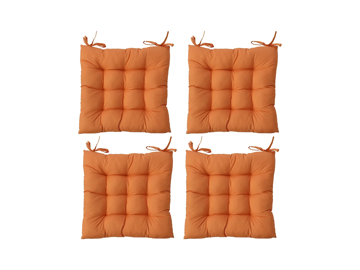 4 galettes de chaise, orange, carré 36x36cm, tissu déperlant et anti-UV, collection Borneo