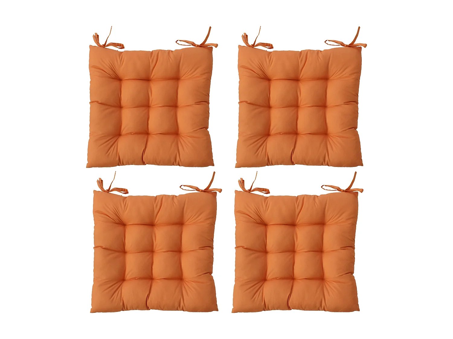 4 galettes de chaise, orange, carré 36x36cm, tissu déperlant et anti-UV, collection Borneo