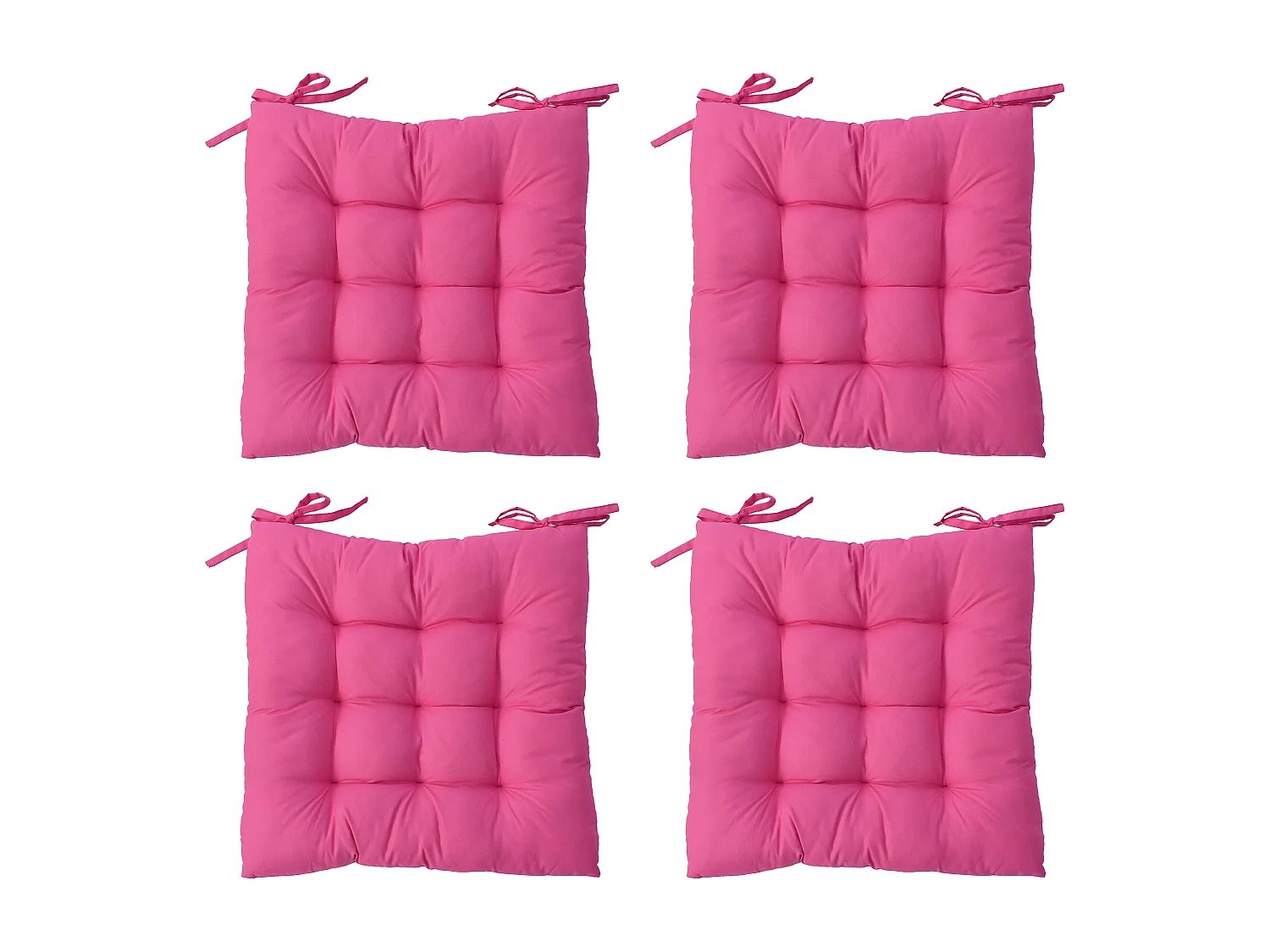 4 stoelkussens, fuchsia roze, vierkant 36x36cm, waterafstotende en anti-UV stof, Borneo collectie