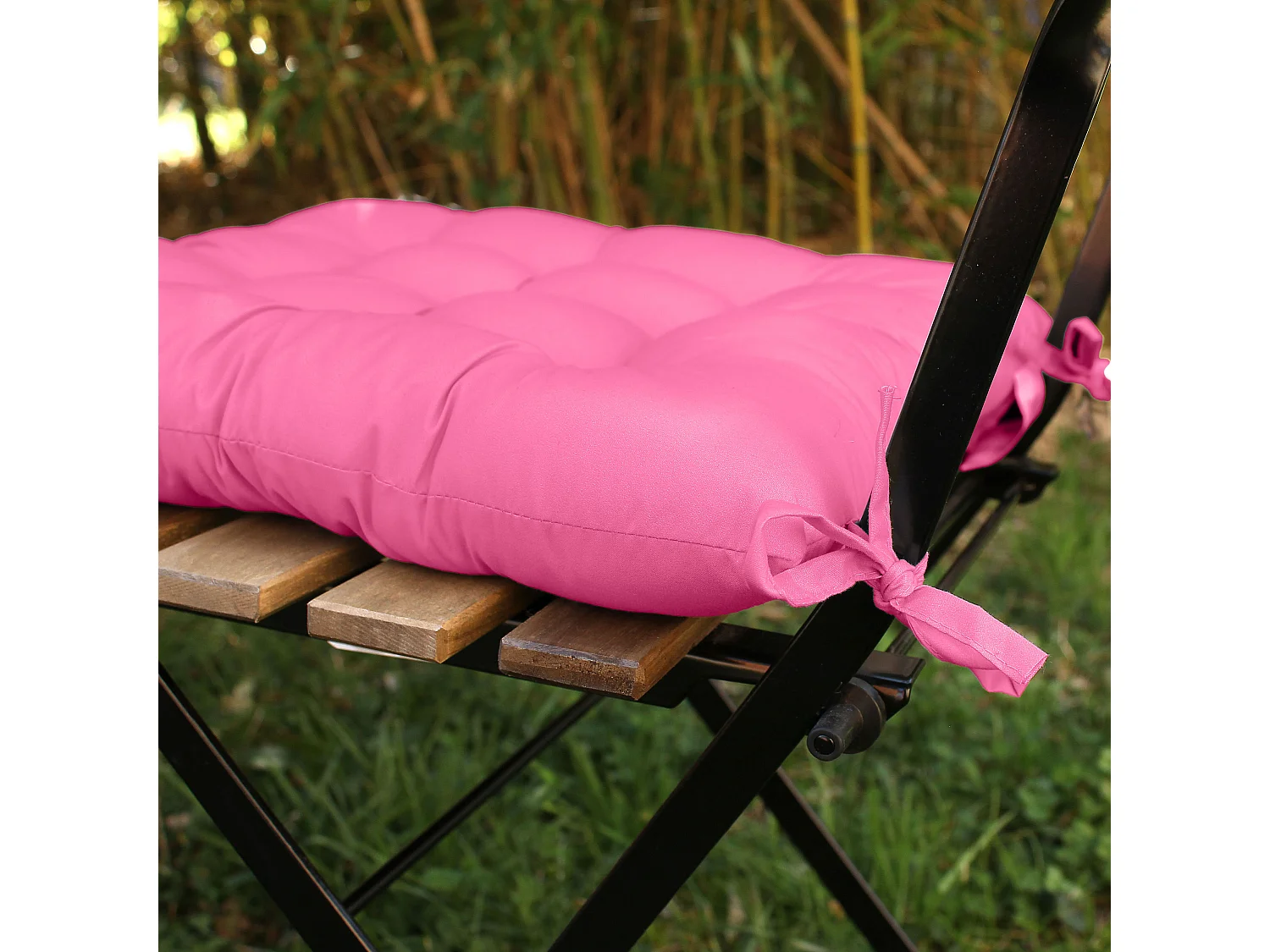 4 stoelkussens, fuchsia roze, vierkant 36x36cm, waterafstotende en anti-UV stof, Borneo collectie