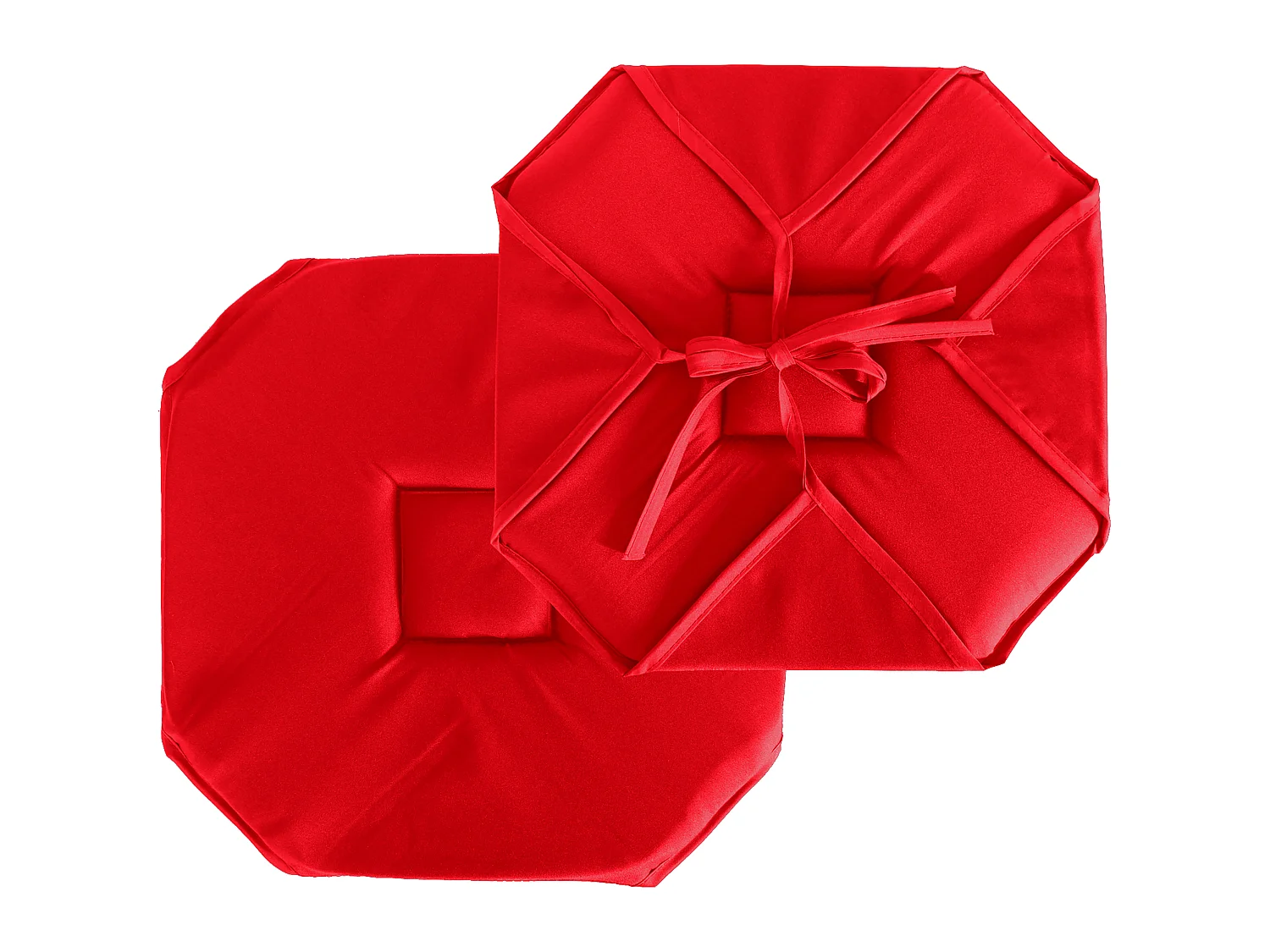 Set van 4 opklapbare stoelkussens, 40x40 cm, rood, met noesten, 100% oeko-tex gecertificeerd polyester, Basic collectie