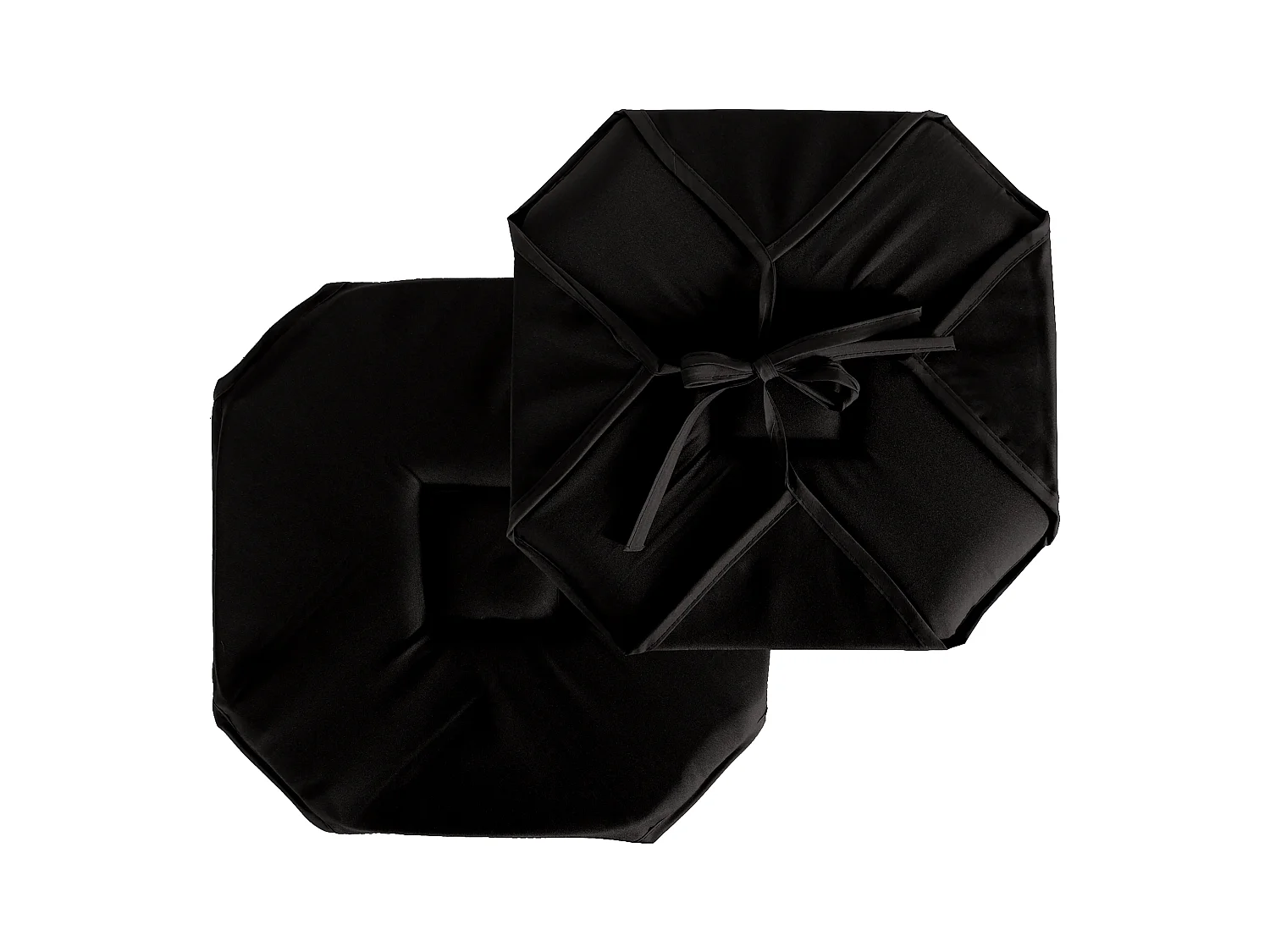 Set van 4 stoelkussens met klep, 40x40 cm, zwart, met noesten, 100% oeko-tex gecertificeerd polyester, Basic collectie