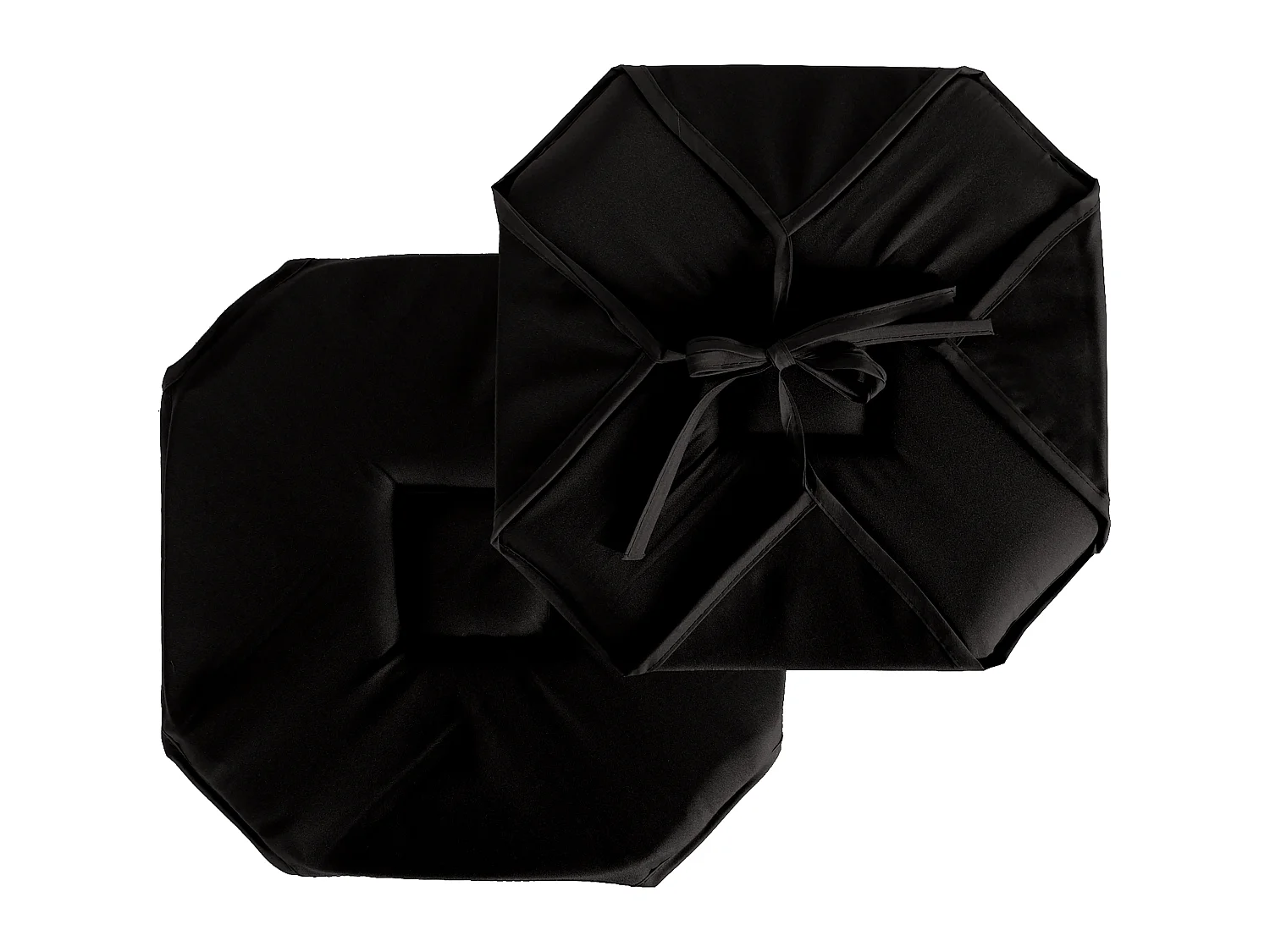 Set van 4 stoelkussens met klep, 40x40 cm, zwart, met noesten, 100% oeko-tex gecertificeerd polyester, Basic collectie