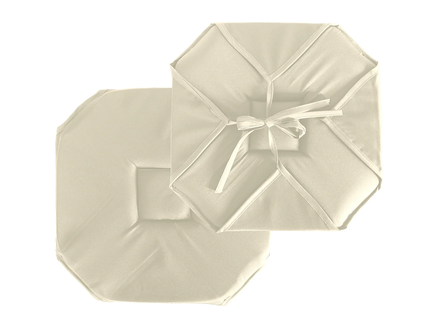 Set van 4 flapstoelkussens, 40x40 cm, ecru, met noesten, 100% oeko-tex gecertificeerd polyester, Basic collectie