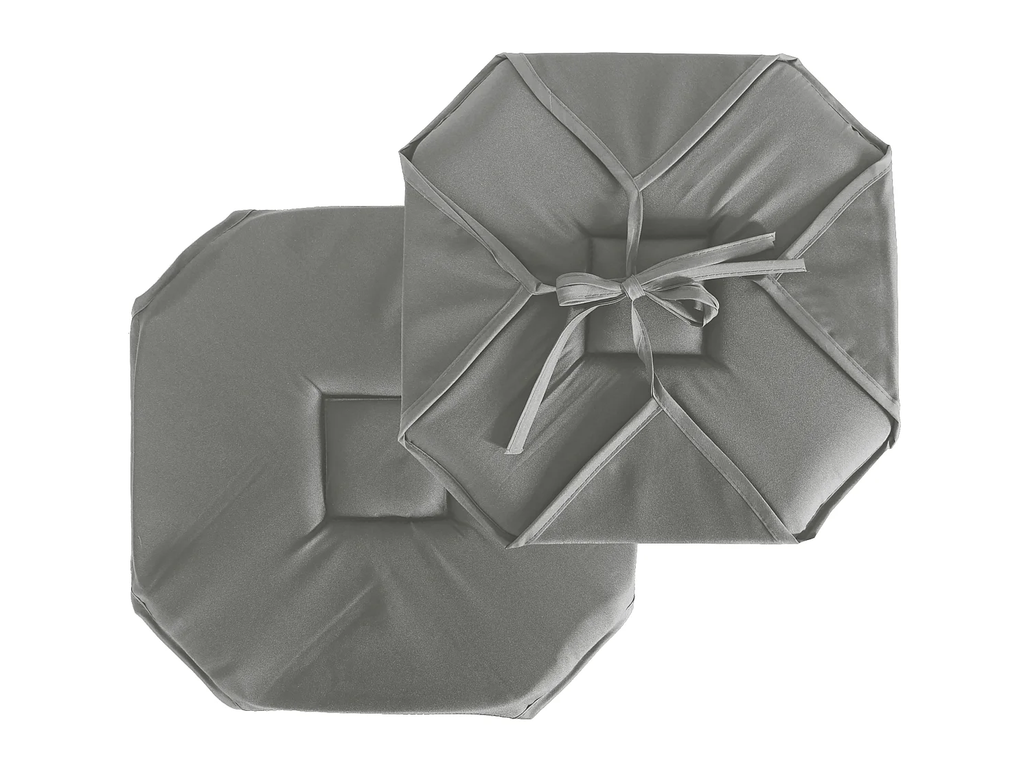 Set van 4 stoelkussens met kleppen, 40x40 cm, lichtgrijs, met noesten, 100% oeko-tex gecertificeerd polyester, Basic collectie