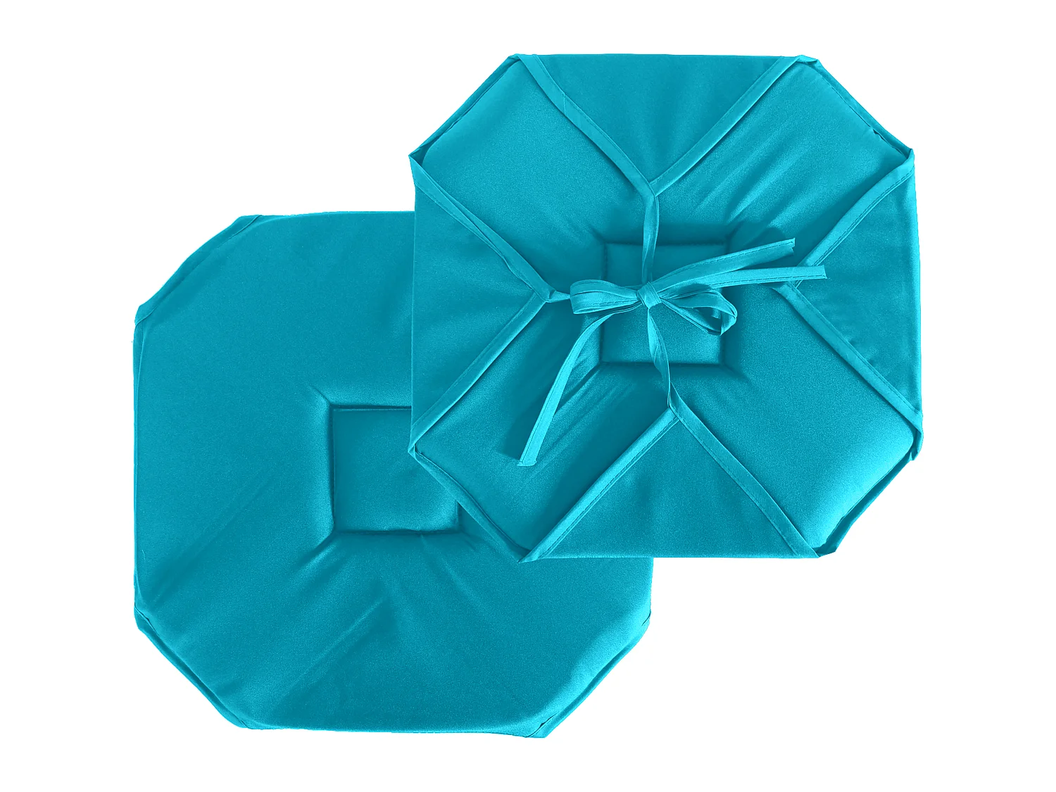 Lot de 4 Galettes de chaise à Rabat, 40x40 cm, Avec Nouettes, 100% polyester Certifié OEKO-TEX, Collection Basic, CMADECO - Bleu