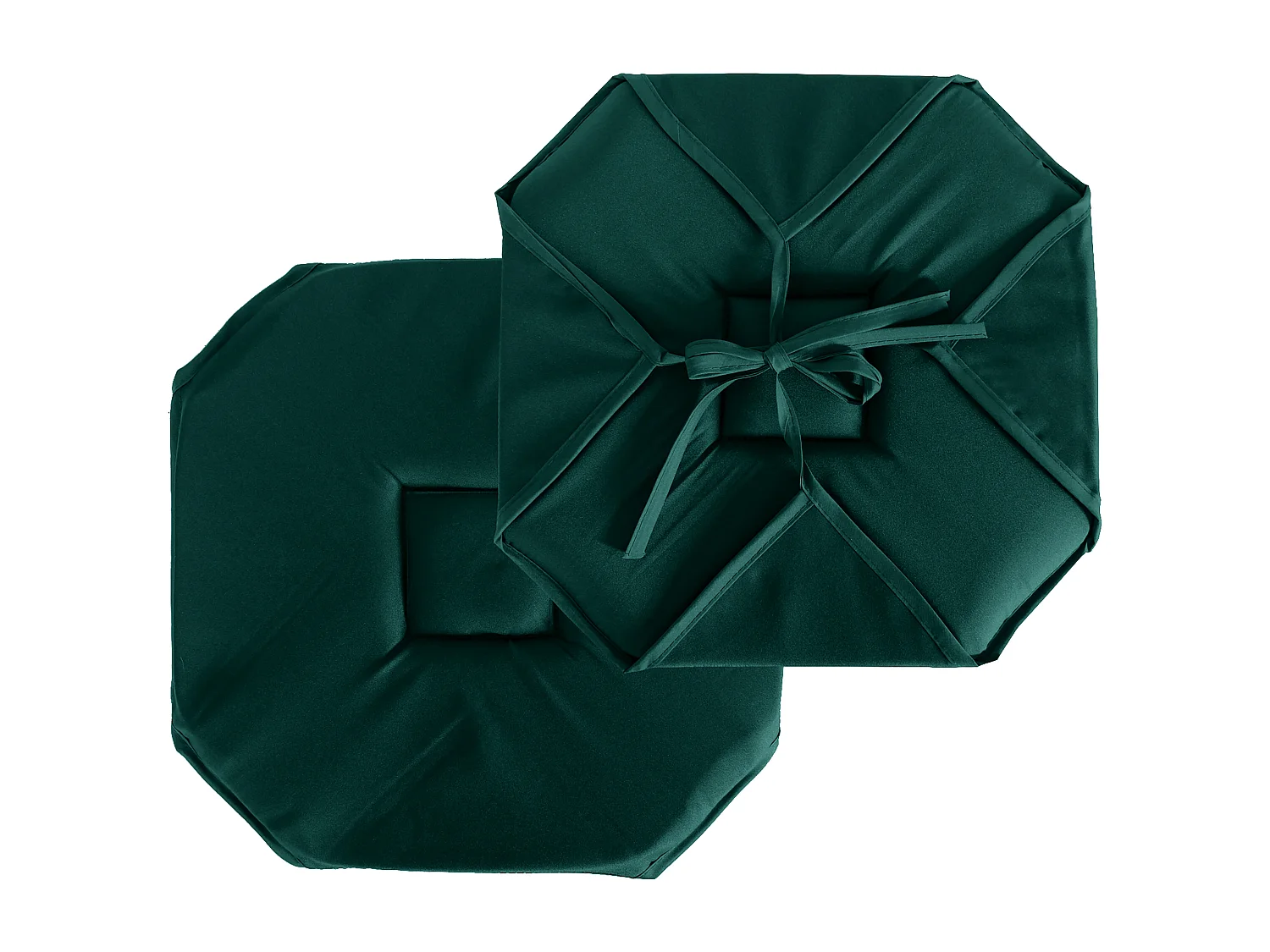 Set van 4 flapstoelkussens, 40x40 cm, donkergroen, noesten, 100% oeko-tex gecertificeerd polyester, Basic collectie