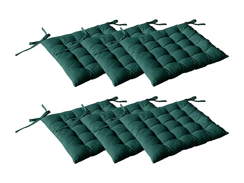 Set van 6 gewatteerde pasteitjes, vierkant 38x38cm, donkergroen, met knopen, 100% katoen, Panama collectie