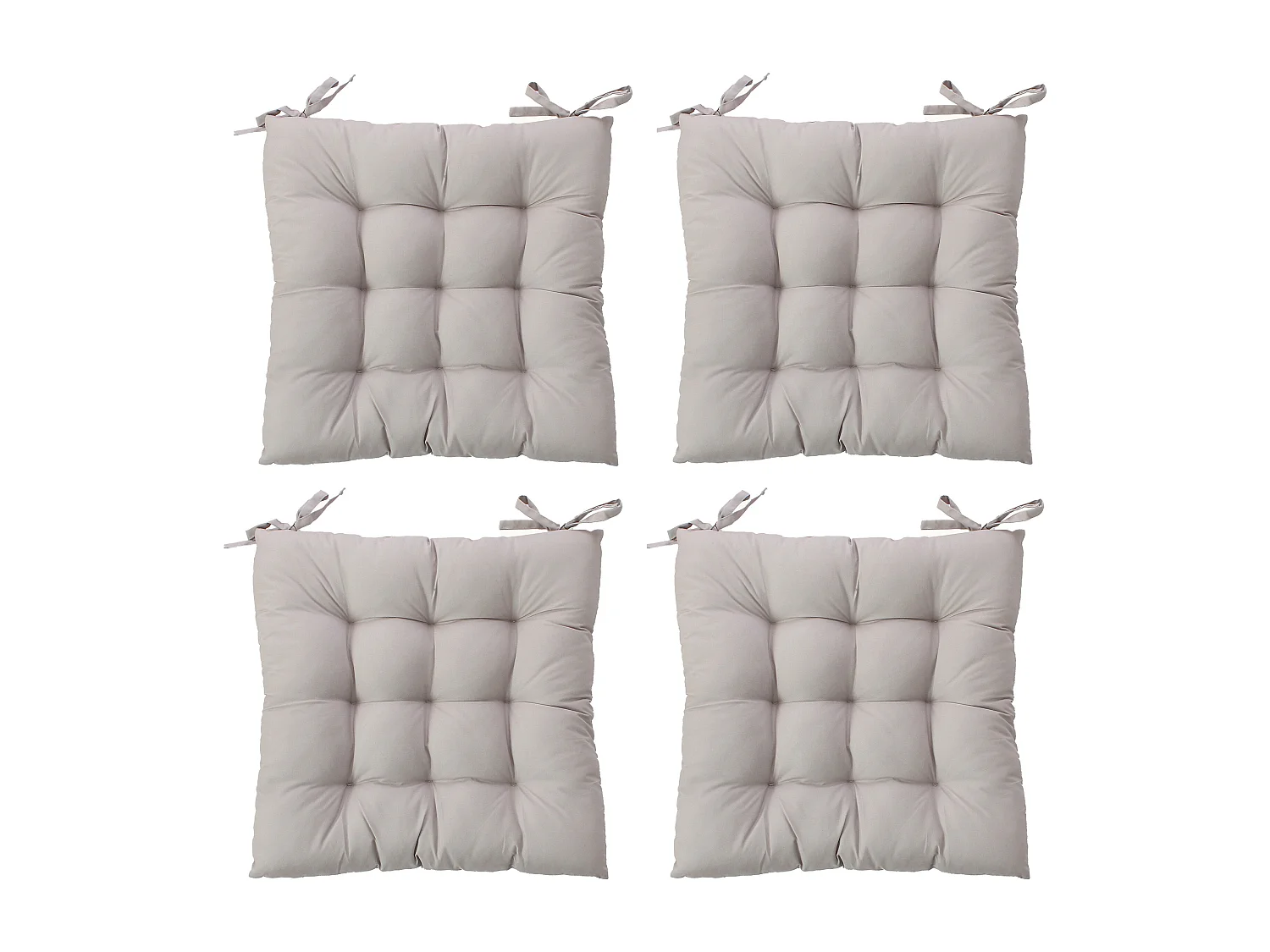 4 galettes de chaise, beige naturel, carré 36x36cm, tissu déperlant et anti-UV, collection Borneo