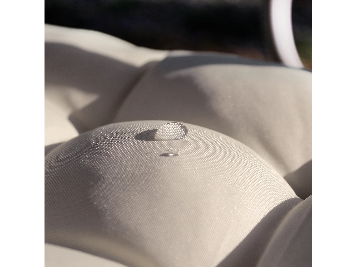 4 galettes de chaise, beige naturel, carré 36x36cm, tissu déperlant et anti-UV, collection Borneo