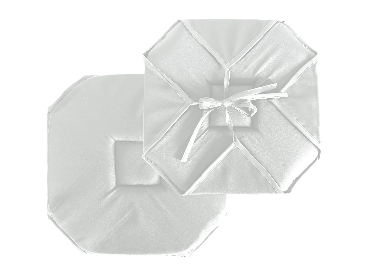 Set van 4 flapstoelkussens, 40x40 cm, wit, met noesten, 100% oeko-tex gecertificeerd polyester, Basic collectie