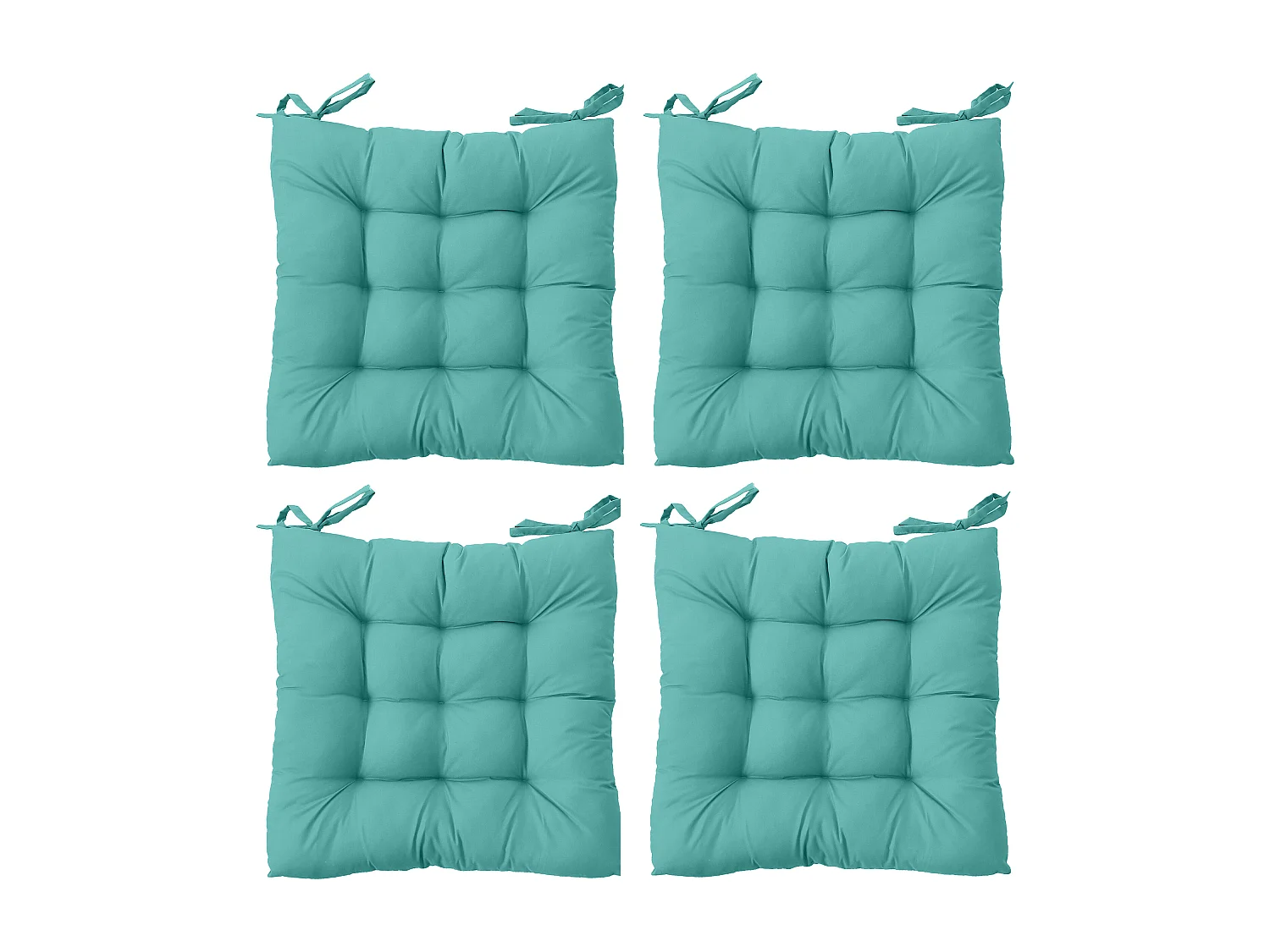 4 stoelkussens, turkoois, vierkant 36x36cm, waterafstotende en anti-UV stof, Costa collectie