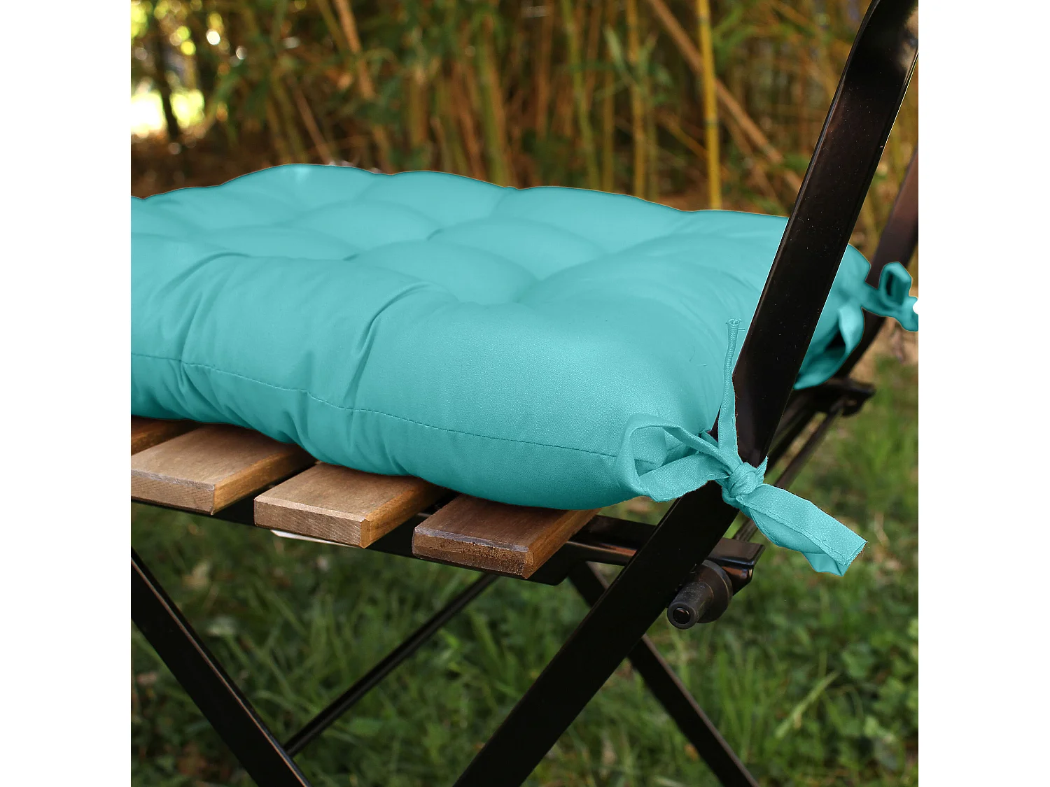 4 stoelkussens, turkoois, vierkant 36x36cm, waterafstotende en anti-UV stof, Costa collectie