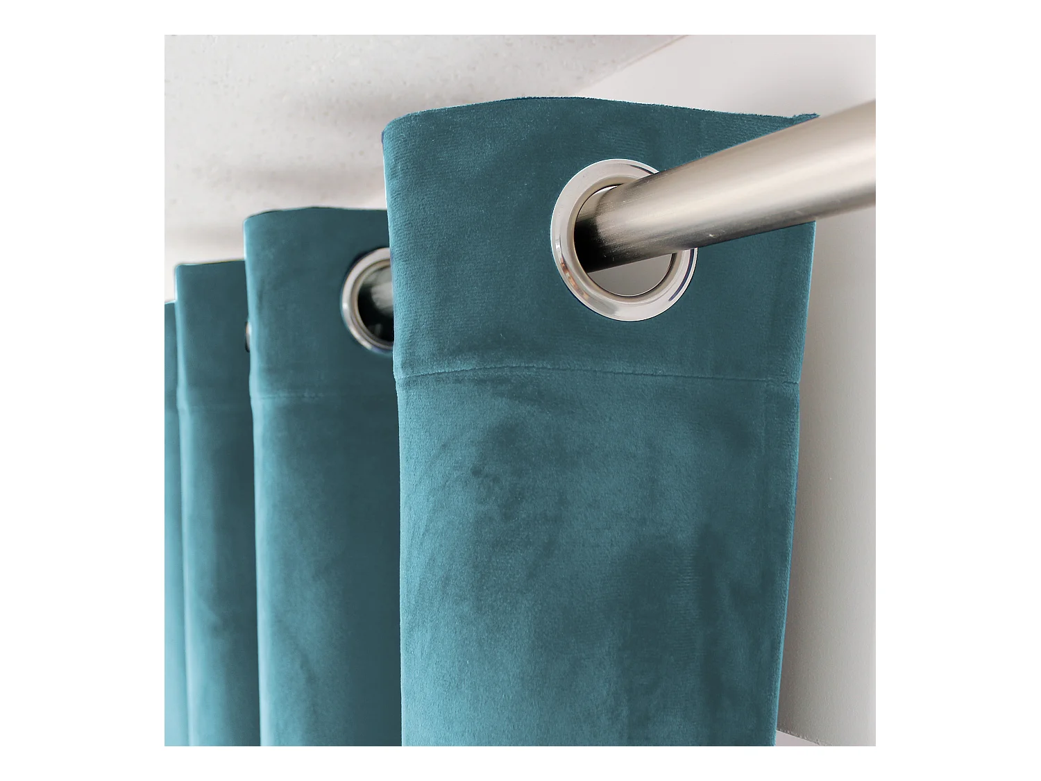 Lot de 2 rideaux avec oeillets, 140x240cm, bleu lagon, velours, collection Nounours