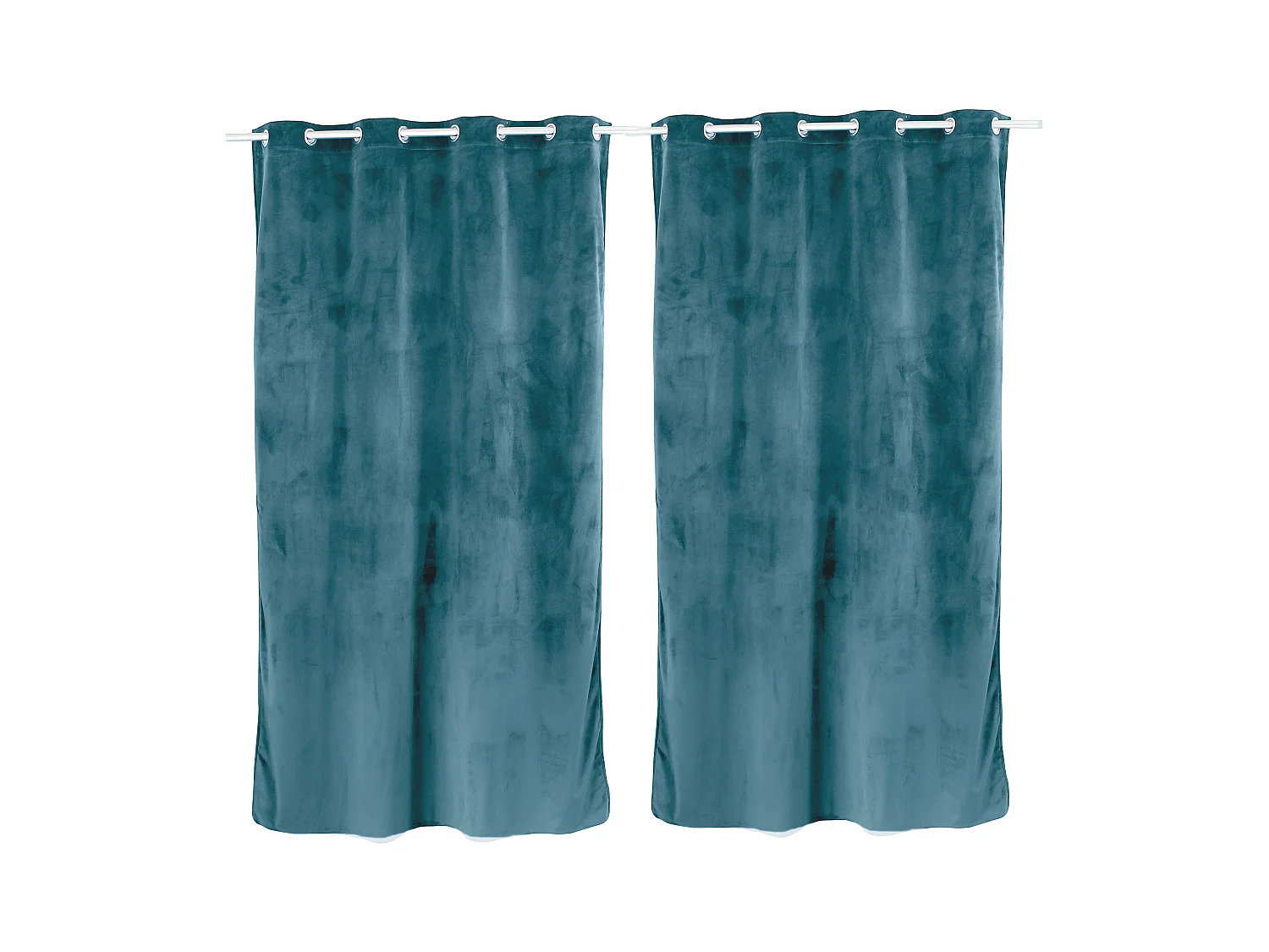 Lot de 2 rideaux avec oeillets, 140x240cm, bleu lagon, velours, collection Nounours