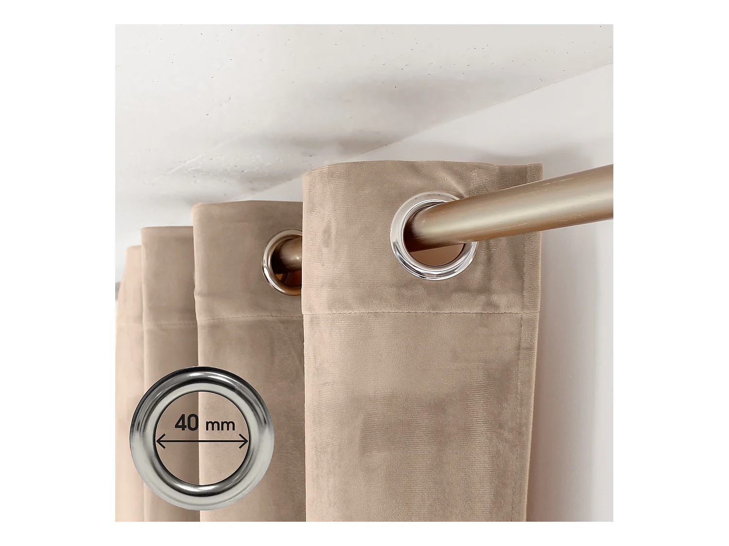 Lot de 2 rideaux avec oeillets, 140x240cm, bleu lagon, velours, collection Nounours