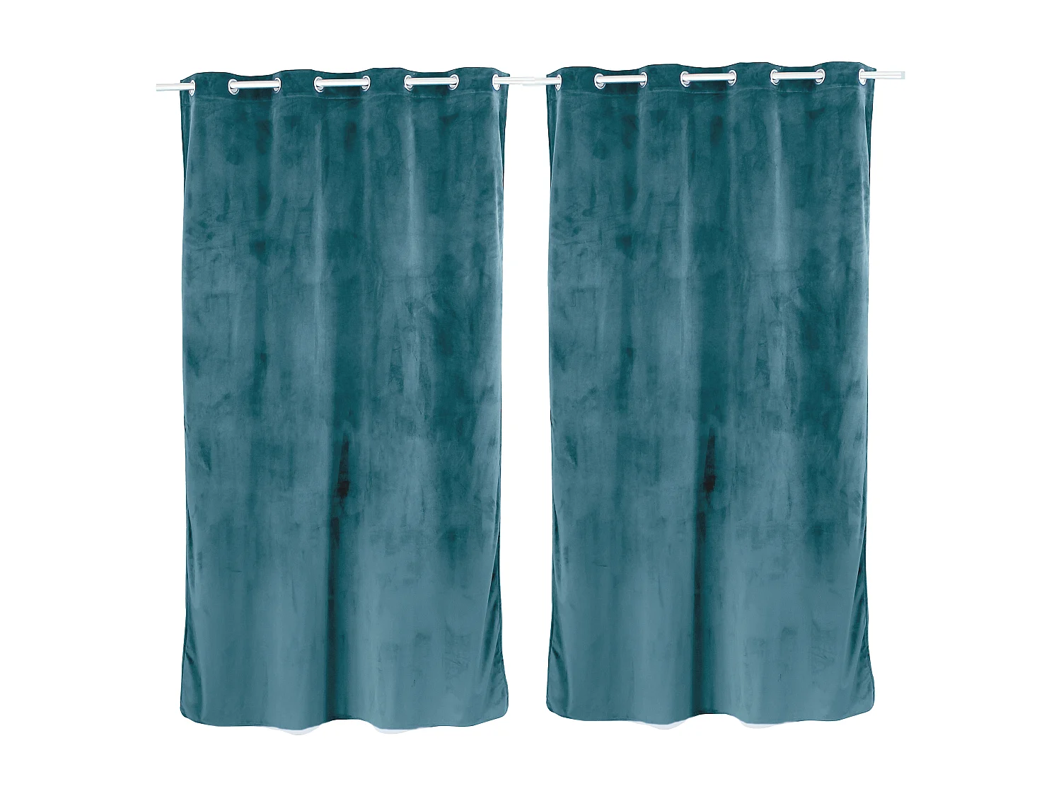 Lot de 2 rideaux avec oeillets, 140x240cm, bleu lagon, velours, collection Nounours