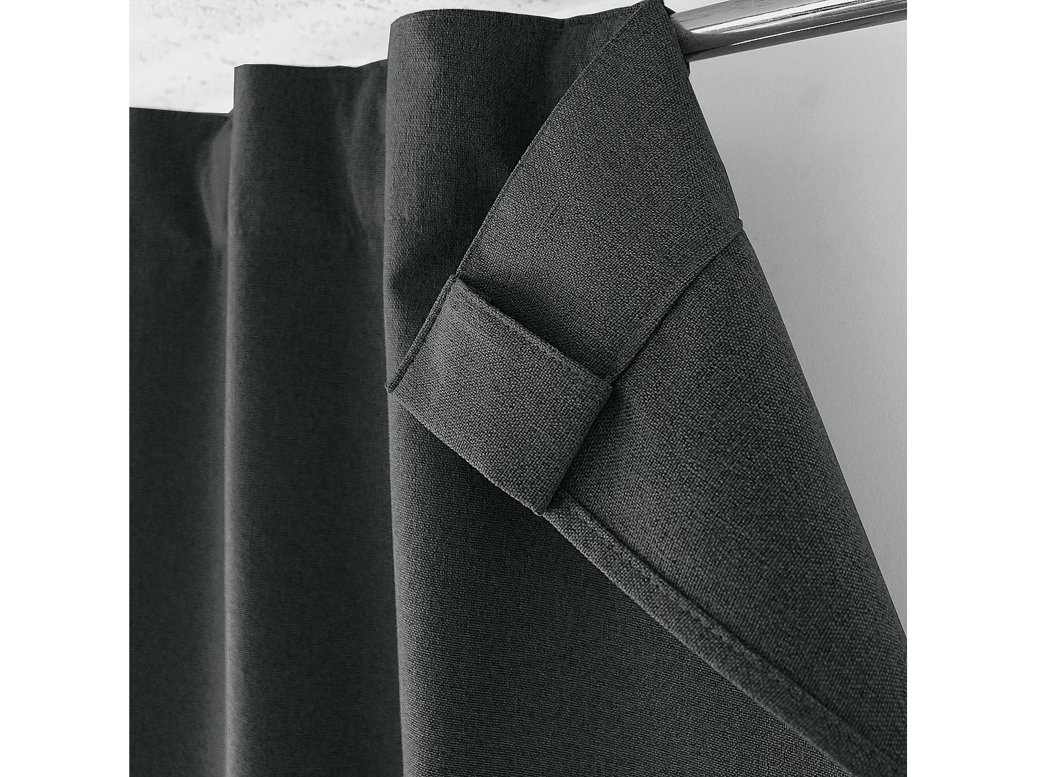 Lot de 2 Rideaux, 100% Occultant, 140x240cm, Gris Foncé, Pattes Cachées, Collection Eclipse